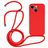 Mobigear Lanyard iPhone 15 Plus Silikone Cover med snor - Rød