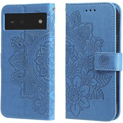 Mobigear Flowers Google Pixel 6 Knížkové pouzdro Peněženka - Modrá