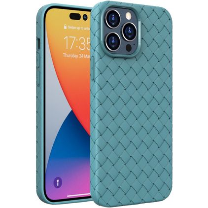 Mobigear Woven iPhone 14 Pro Max TPU flexible Carcasa - Azul