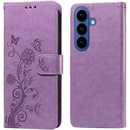 Mobigear Flowers Samsung Galaxy S26 Plus Lompakkokotelo + Setelitasku - Violetti