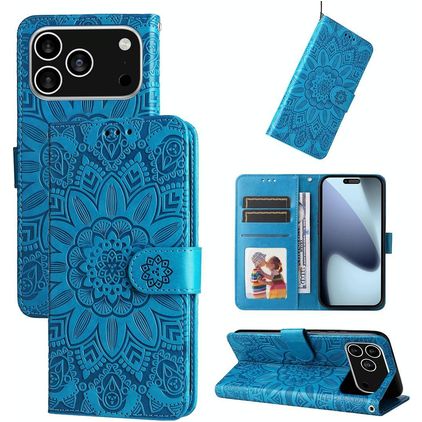 Mobigear Sunflower iPhone 18 Pro Funda tipo libro Cartera - Azul