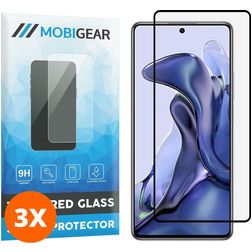 Mobigear Premium Xiaomi 11T Härdat glas Skärmskydd - Skalvänligt - Svart (3-pack)