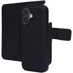 Mobiparts iPhone 17 Funda Piel auténtica Funda tipo libro 2 en 1 con carcasa extraíble Cartera - Negro