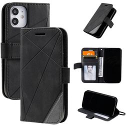 Mobigear Rhombus iPhone 12 Mini Cover a libro portafoglio - Nero