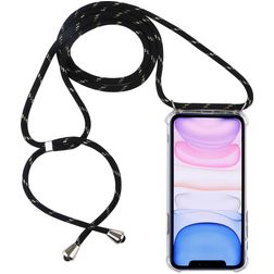 Mobigear Lanyard iPhone 11 Joustava TPU Suojakuori kaulanauhalla - Läpinäkyvä / Musta