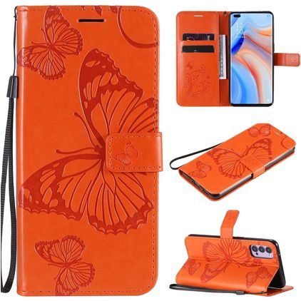 Mobigear Butterfly OPPO Reno 4 Wallet case - Orange