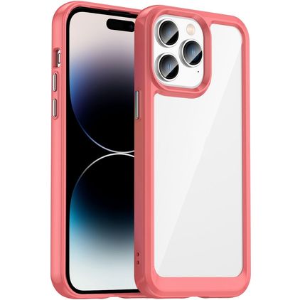 Mobigear Crystal iPhone 14 Pro Max Hardcase Etui plecki - Przezroczysty / Czerwony