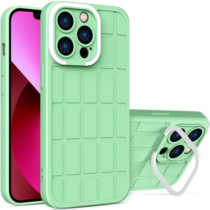 Mobigear Cube iPhone 14 Plus Funda Plástico rígido Carcasa con soporte - Verde