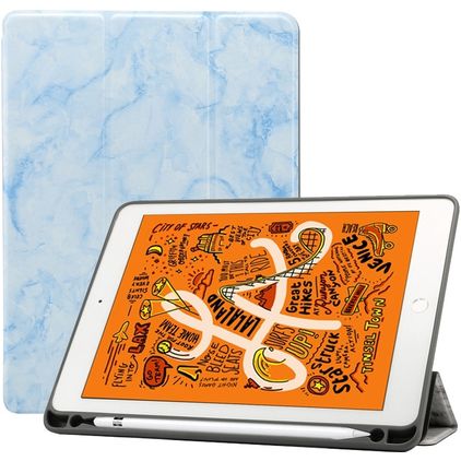 Mobigear Tri-Fold Marble iPad Air 3 (2019) Wallet case + Stylus Holder - Blue