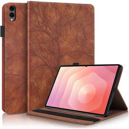 Mobigear Tree Samsung Galaxy Tab S11 Ultra Wallet case + Stylus Holder - Brown