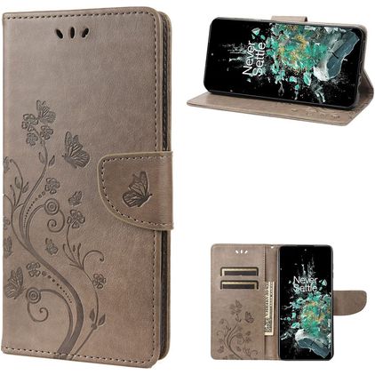 Mobigear Butterfly OnePlus 10T Plånboksfodral med sedelfack - Grå