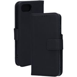 Mobiparts iPhone 16e MagSafe Piel auténtica Funda tipo libro Cartera - Negro