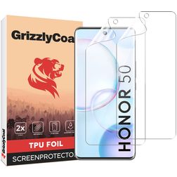 GrizzlyCoat HONOR 50 Hydrogel TPU Screen Protector - Case Friendly + Installation Frame (2-Pack)