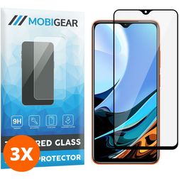 Mobigear Premium Xiaomi Redmi 9T Cristal templado Protector de pantalla - Compatible con fundas - Negro (pack de 3)
