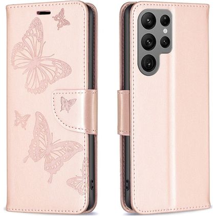 Mobigear Butterfly Samsung Galaxy S23 Ultra Wallet case - Rose Gold