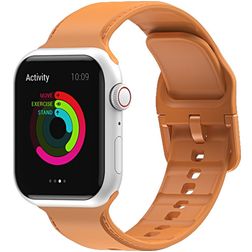 Mobigear Dashed Correa Silicona Cierre de hebilla para Apple Watch - 49/46/45/44 mm - Coñac