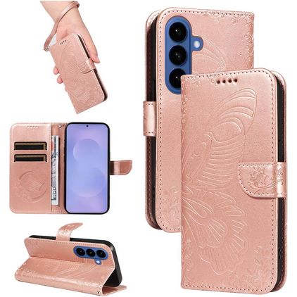 Mobigear Butterfly Samsung Galaxy S26 Funda tipo libro Cartera - Oro rosa