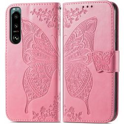 Mobigear Butterfly Sony Xperia 5 IV Cover a libro portafoglio - Rosa