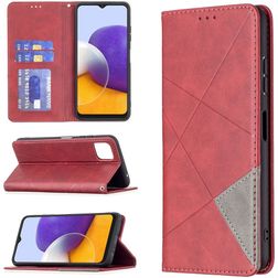 Mobigear Rhombus Slim Samsung Galaxy A22 5G Cover a libro - Rosso