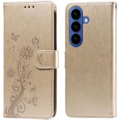 Mobigear Flowers Samsung Galaxy S26 Plus Funda tipo libro Cartera - Dorado
