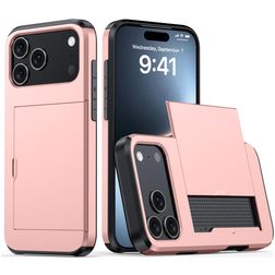 Mobigear Card iPhone 18 Pro Max Funda Plástico rígido Carcasa Antigolpes con tarjetero - Rosa