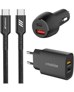 Mobigear Essentials Laddare + billaddare + USB-C-kabel 1 m Power Delivery 48W - Svart