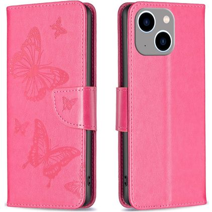 Mobigear Butterfly iPhone 15 Plus Funda tipo libro Cartera - Magenta