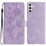 Mobigear Flowers Samsung Galaxy A17 Lompakkokotelo + Setelitasku - Violetti