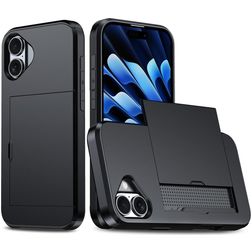 Mobigear Card iPhone 18 Fodral Hårdplast Skal Stötsäkert med korthållare - Svart