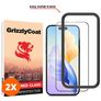 GrizzlyCoat Easy Fit iPhone 15 Tempered Glass Screen Protector - Case Friendly + Installation Frame - Black (2-Pack)
