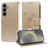 Mobigear Flowers Samsung Galaxy S25 Wallet case - Gold