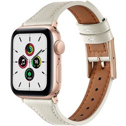 Mobigear Napoli Pasek Skóra naturalna do Apple Watch Sprzączka - 42/41/40/38 mm - Biały