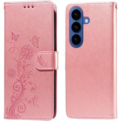Mobigear Flowers Samsung Galaxy S26 Plus Wallet case - Rose Gold