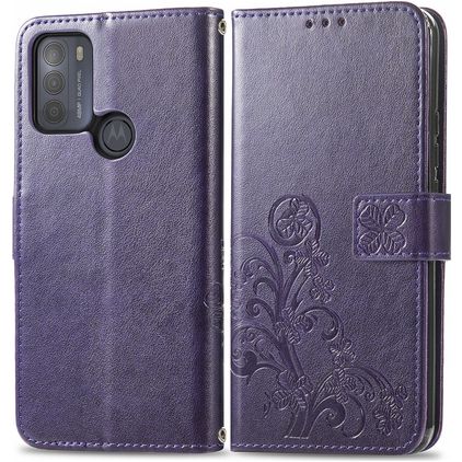Mobigear Clover Motorola Moto G50 Knížkové pouzdro Peněženka - Fialová