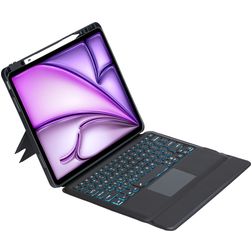 Mobigear Detachable Rotating iPad Air 13 polegadas (2025) Capa livro com teclado Bluetooth QWERTY + Suporte para caneta stylus - Preto