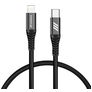 Kabel Mobigear Nylon USB-C na Apple Lightning MFI 0,4 m - Černá