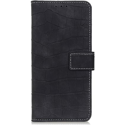Mobigear Croco Samsung Galaxy A51 Lompakkokotelo + Setelitasku - Musta
