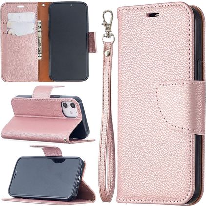 Mobigear Excellent iPhone 12 Mini Pungetui med Seddelrum - Rosaguld