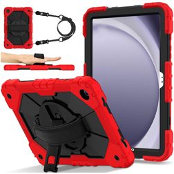 Mobigear SureGrip Xtreme Samsung Galaxy Tab A9 Plus (2023) Capa Plástico rígido / Silicone Capa traseira + Alça de ombro + Suporte - Vermelho