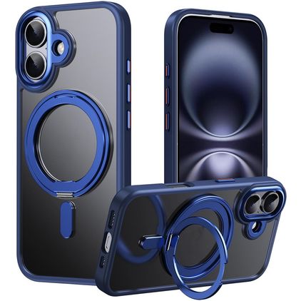 Mobigear Frosted Mag iPhone 17 MagSafe Funda Plástico rígido Carcasa con soporte - Azul