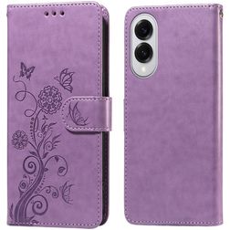 Mobigear Flowers Samsung Galaxy S25 Edge Plånboksfodral med sedelfack - Lila