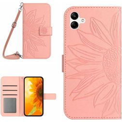 Mobigear Sunflower Samsung Galaxy A05 Lompakkokotelo + Setelitasku - Vaaleanpunainen