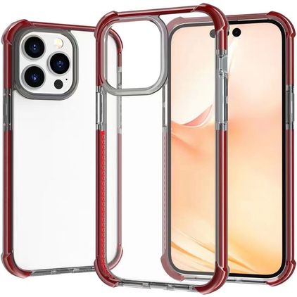 Mobigear Full Bumper iPhone 14 Plus Tvrdý plast Zadní kryt odolný proti nárazům - Průhledná / Červená