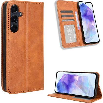 Mobigear Sensation Samsung Galaxy A35 Pungetui med Seddelrum - Brun