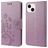 Mobigear Flowers iPhone 14 Funda tipo libro Cartera - Morado