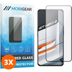 Mobigear Premium Realme GT Neo 3 Vidro temperado Película de ecrã - Compatível com capas - Preto (Pack de 3)