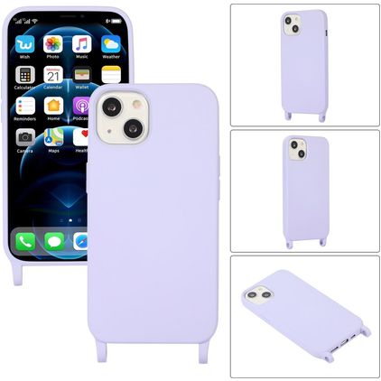 Mobigear Lanyard iPhone 14 Plus Silicone Capa com cordão - Roxo