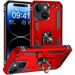 Mobigear Armor Ring iPhone 15 Hard Case Back cover Shockproof with Ring Holder - Red