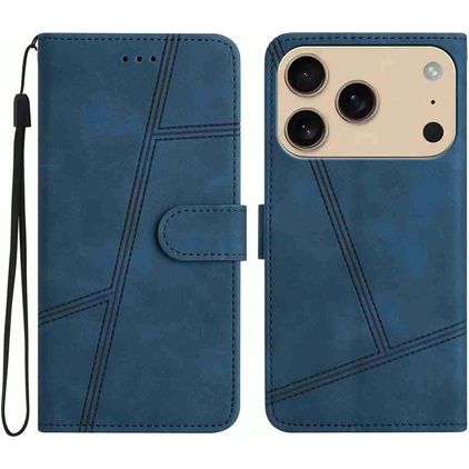 Mobigear Stitch iPhone 17 Pro Max Lompakkokotelo + Setelitasku - Sininen