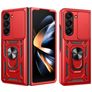 Mobigear Armor Ring Cam Slide Samsung Galaxy z Fold 7 Hardcase Etui plecki Wstrząsoodporne i pierścieniem i przesuwaną osłoną aparatu - Czerwony